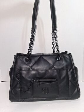 Steve Madden Black Quilted Shoulder Bag with Chain Straps